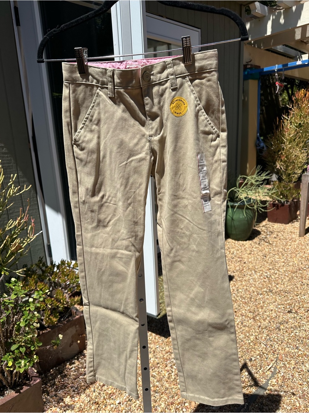Cat & Jack Khaki Straight-Leg Jeans with Yellow Patch